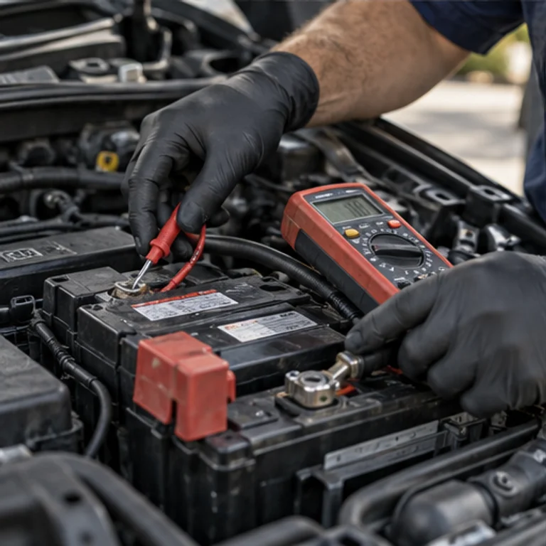 Vérification d’une batterie automobile au multimètre